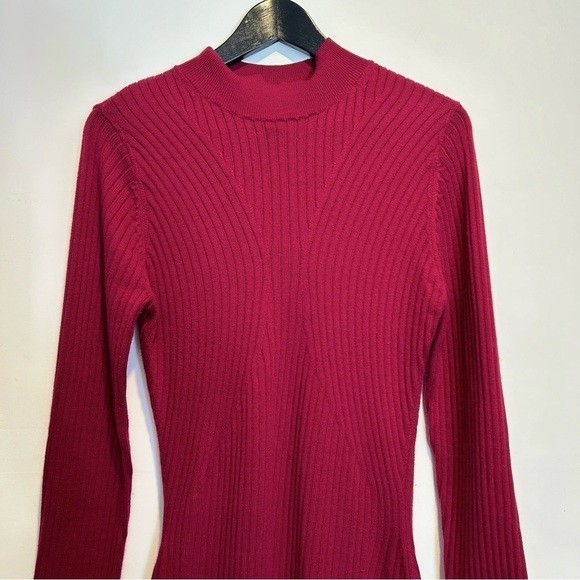 & Other Stories Wool Blend Ribbed Knit Mock Neck Sweater Dress, Size Large - Picture 3 of 10